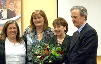 Pat Dunne and Sheila Sheridan, Childminding Advisors, pictured with Labour Party TD, Roisin Shortall and Declan Dunne, CEO of the Ballymun Partnership, at the graduation ceremony on December 8, 2008.